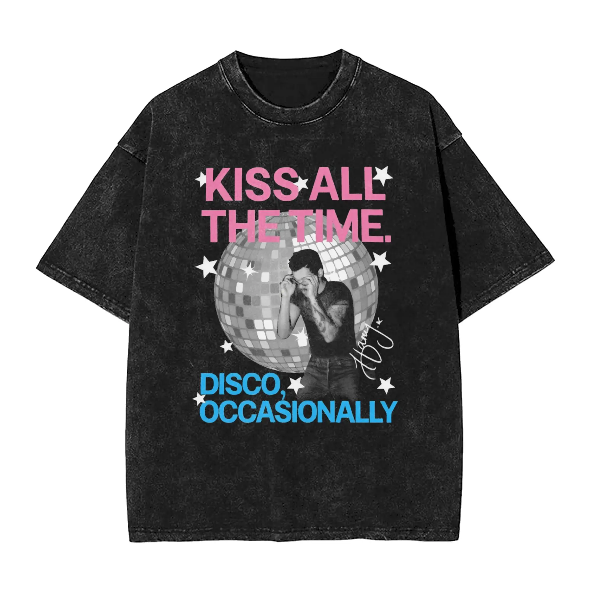 2026 Latest H-Harry S-Styles Fan Kiss all the time T Shirt  Loose T Shirts Short-Sleeve Street Style O Neck Big Size Tees