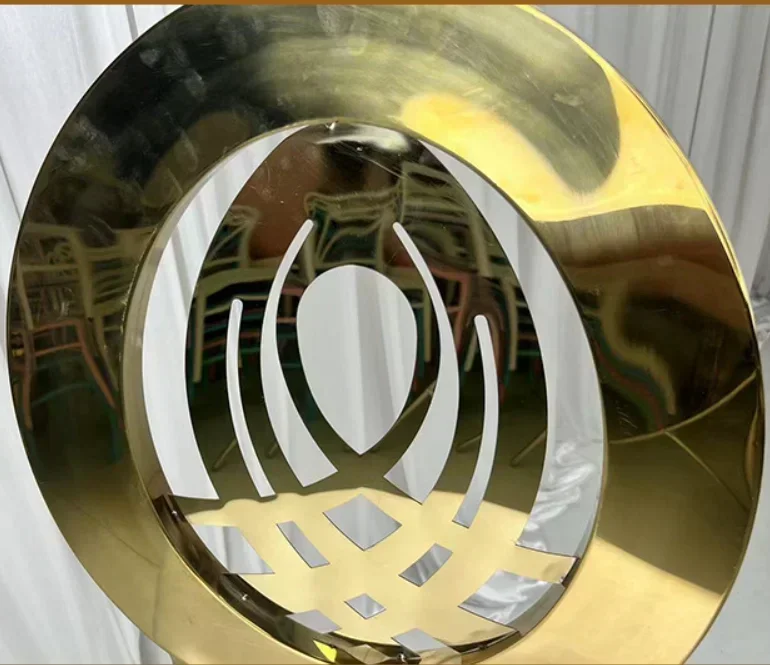 الجملة حدث فاخر جولة الظهر تصميم الذهب حزب الفولاذ المقاوم للصدأ فندق مأدبة الزفاف الطعام كرسي الأرض للخارجية