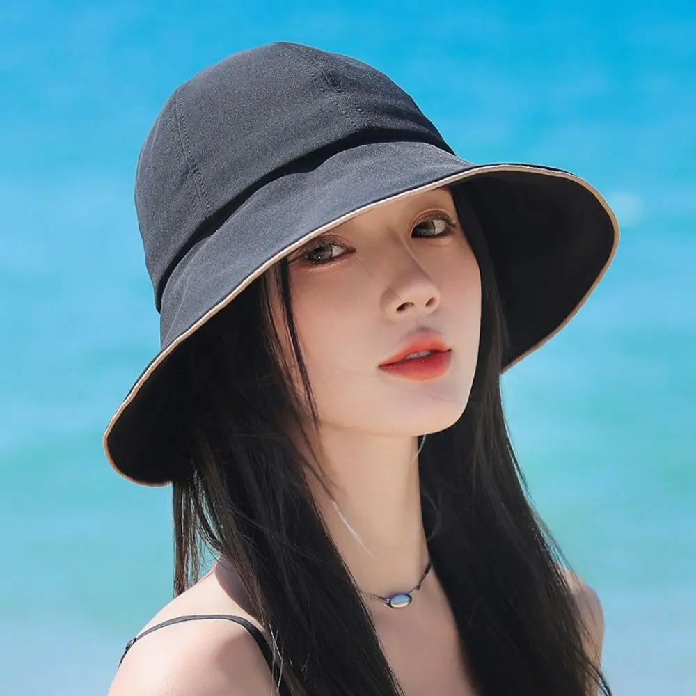 

Модная шляпа от солнца с широкими полями, защита от ультрафиолета, дышащая женская панама с бантом, складная летняя пляжная шляпа с хвостиком