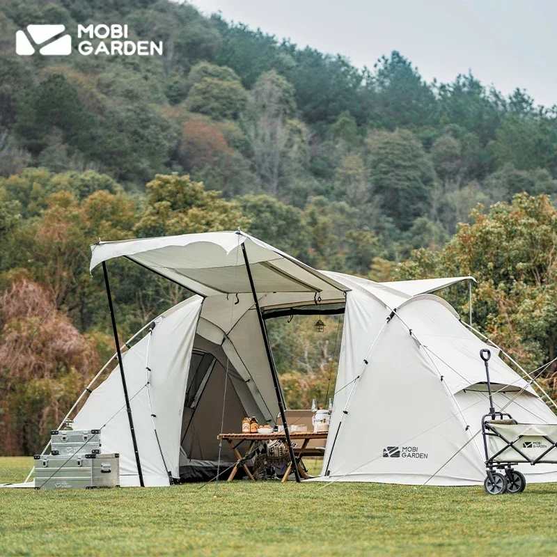 

Mobi Garden ShiJia SJ4 Large Family Tent Glamping 2 Rooms 4 Persons For Camping Travel Trekking