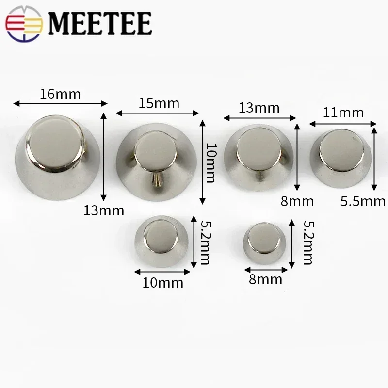 10Pcs 8-16mm Nail Buckle Metal Studs Screw Rivets Handbag Bottom Decoration Feet Spikes Buckles DIY Leather Hardware Accessories