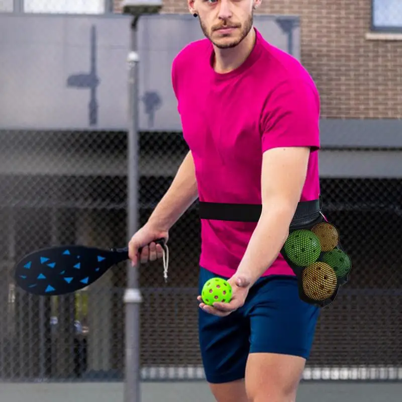 Tennis Ball Band Holder Oxford Cloth Sweatproof Mesh Design Pickleball Bag Adjustable Portable Waist Hip Bag Multifunctional