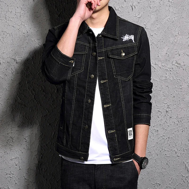2020 Spring and Autumn New Elastic Denim Men's Jacket Fashion Men's Youth Korean Slim Fit Outerwear One Piece Replacement