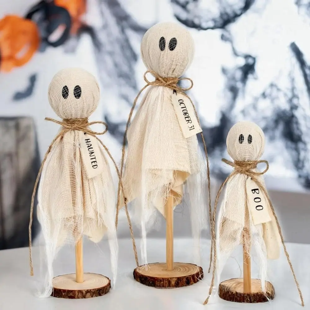 Funny Primitive Halloween Decorations Indoor Spooky Wooden Set of 3 Halloween Ghosts Cute Halloween Decor