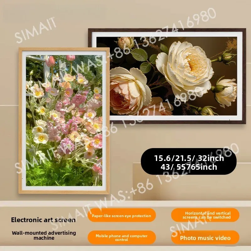 Smart Home Digital Photo Frame | HD Touchscreen Cloud Album, Solid Wood Frame, Wall Mount & Tabletop Display