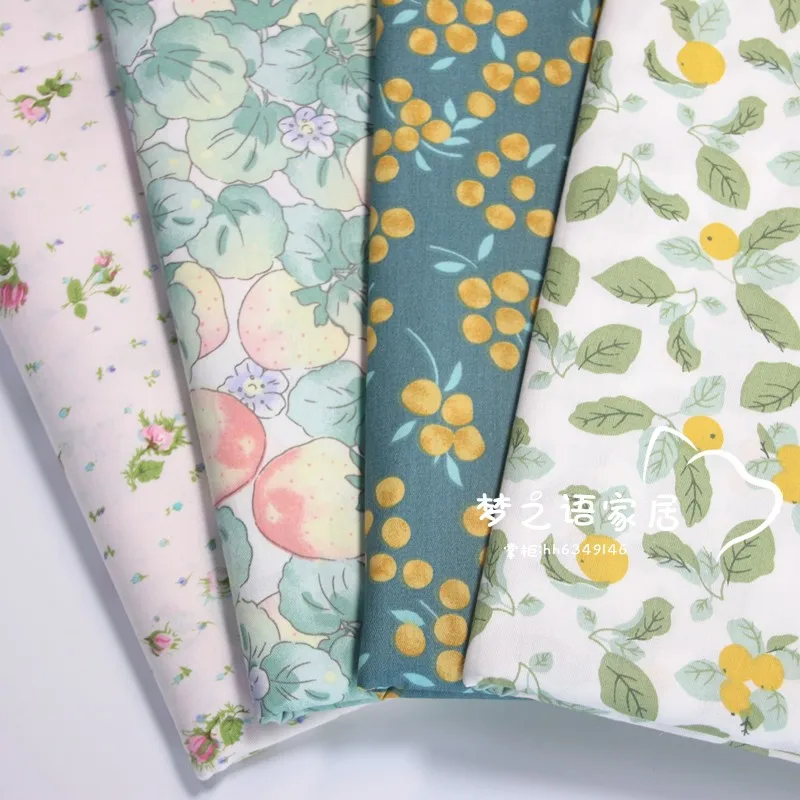 

160x50cm Green Fruit Flower Cotton DIY Fabric Handmade Baby Pure Cotton Bedding Clothing Fabric for Seqing
