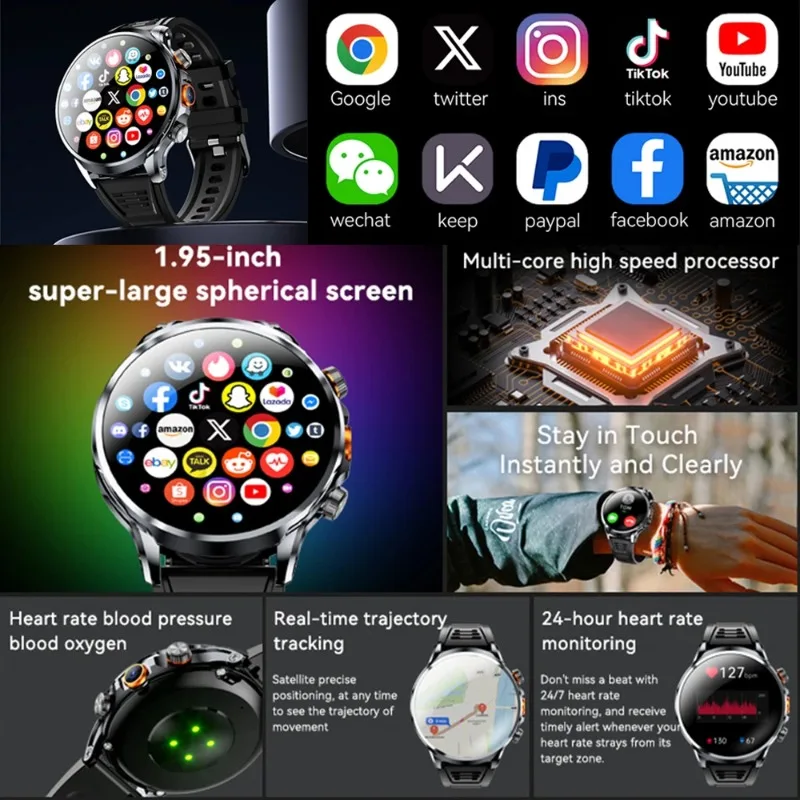 H18 Smart Watch, HD Spherical Screen Large Storage Independent Call, Multifunctional Fitness Sports Smartwatch for Men and Women