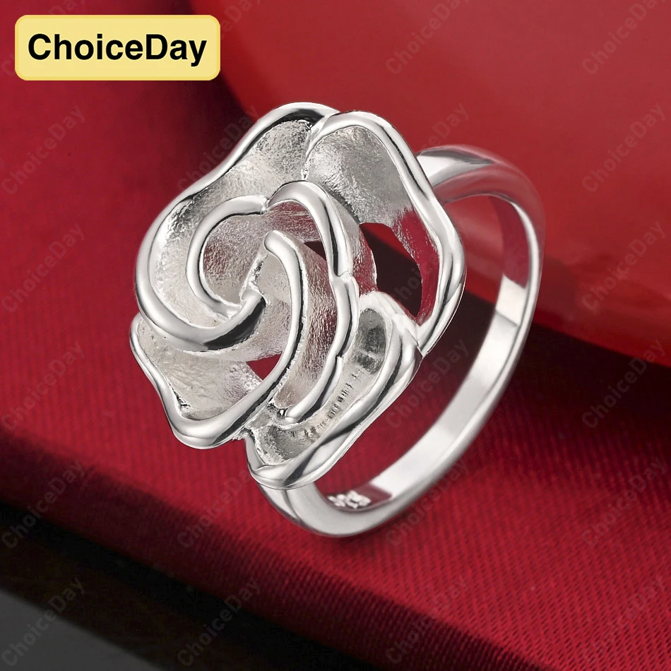 

ChoiceDay 925 Sterling Silver 7/8/9/10 Exquisite Rose Flower Ring Women's Accessories Charm Jewelry Party