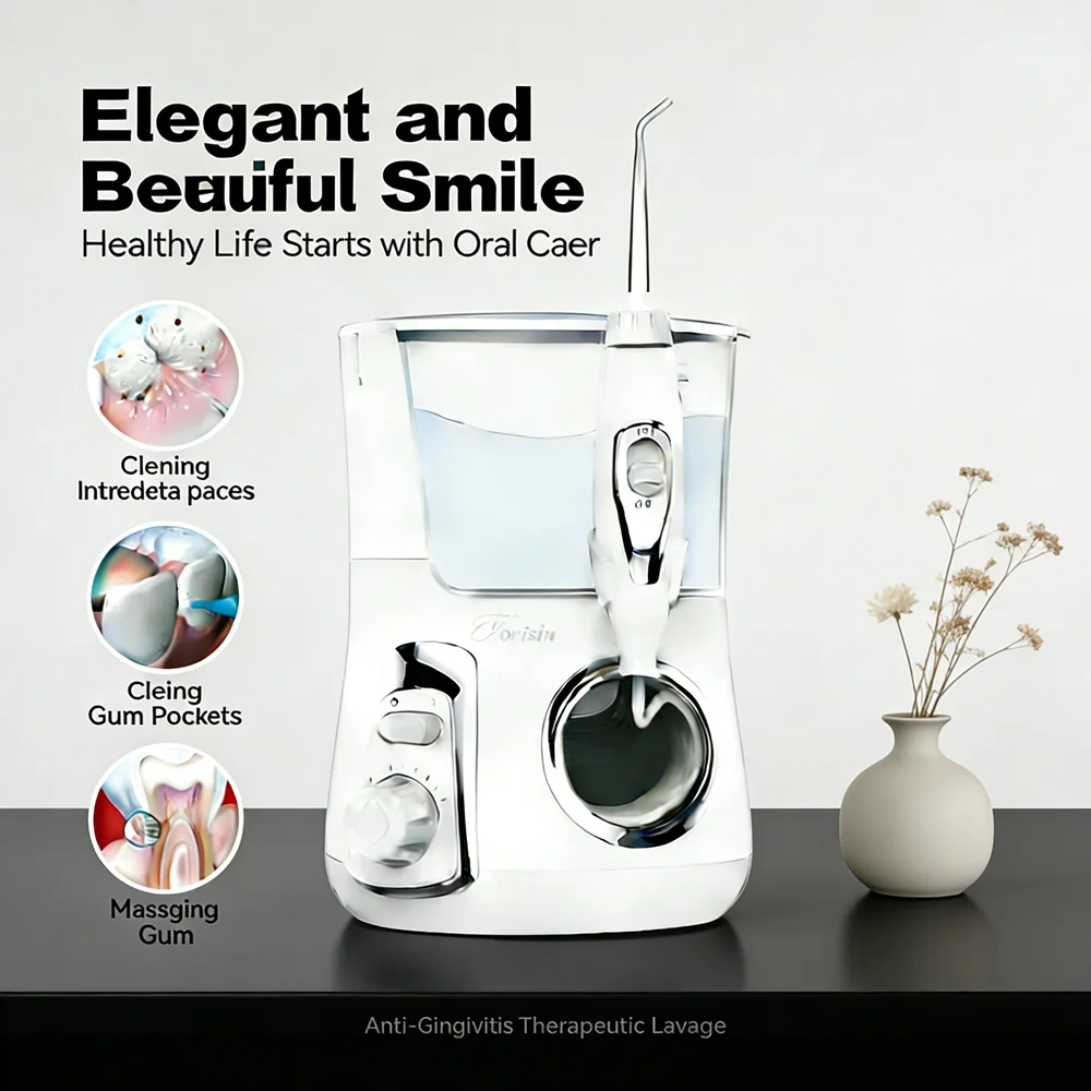 

Электрический ирригатор для полости рта 800 мл для домашнего использования, 10 режимов, 5 насадок, профессиональный уход за зубами для свежего дыхания