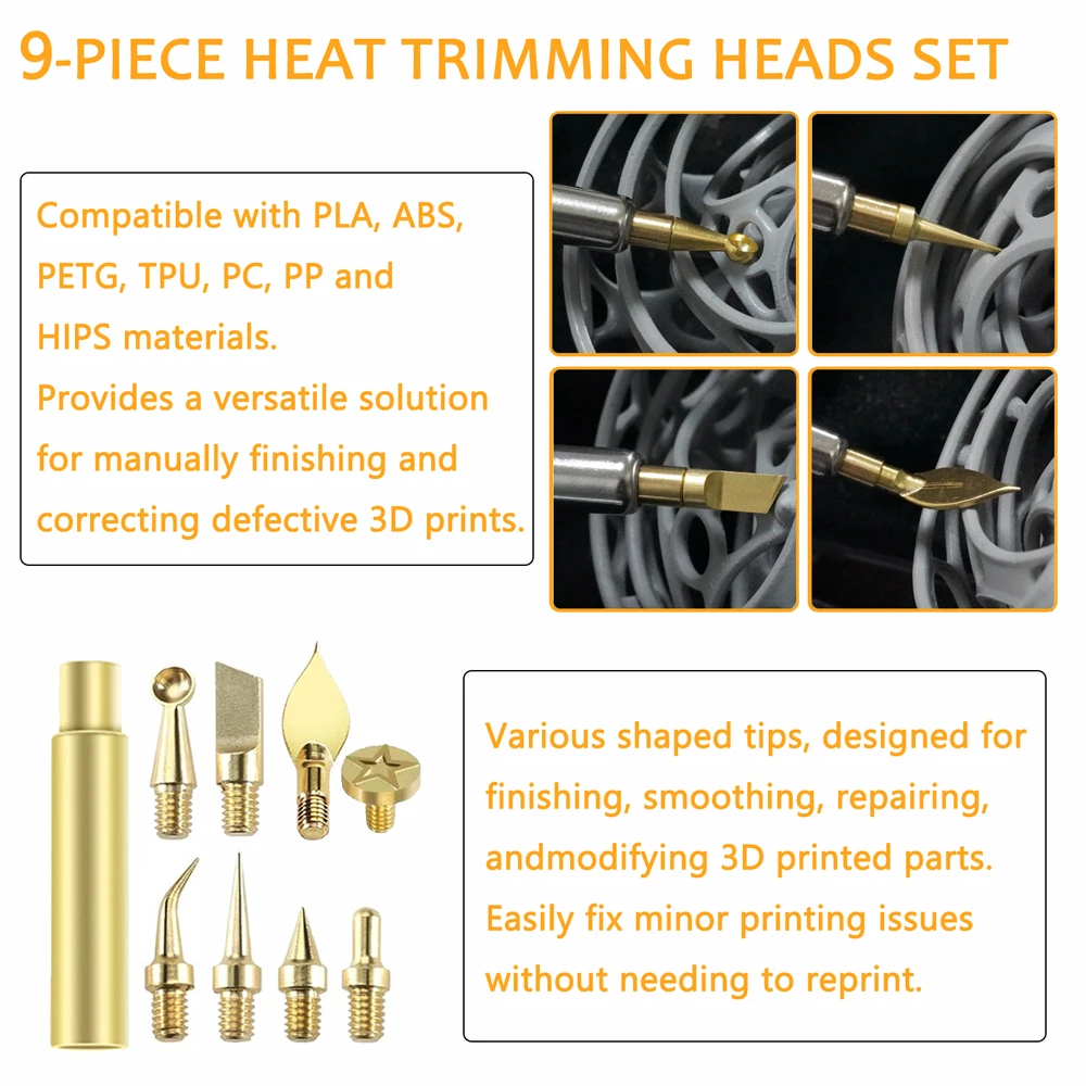 Heat Insert Nut Iron Tip Hot Melt Heat Set Insert Tool Soldering Iron Tip 3D Printing Modify Finishing Brass Thread Embed