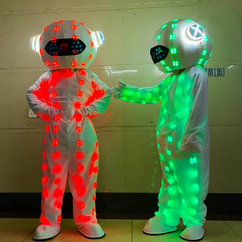 

Bar DJ Mascot Glow Robot dance costume Space suit Doll costume Cosplay Glow suit Adult LED set RGB Halloween party costume