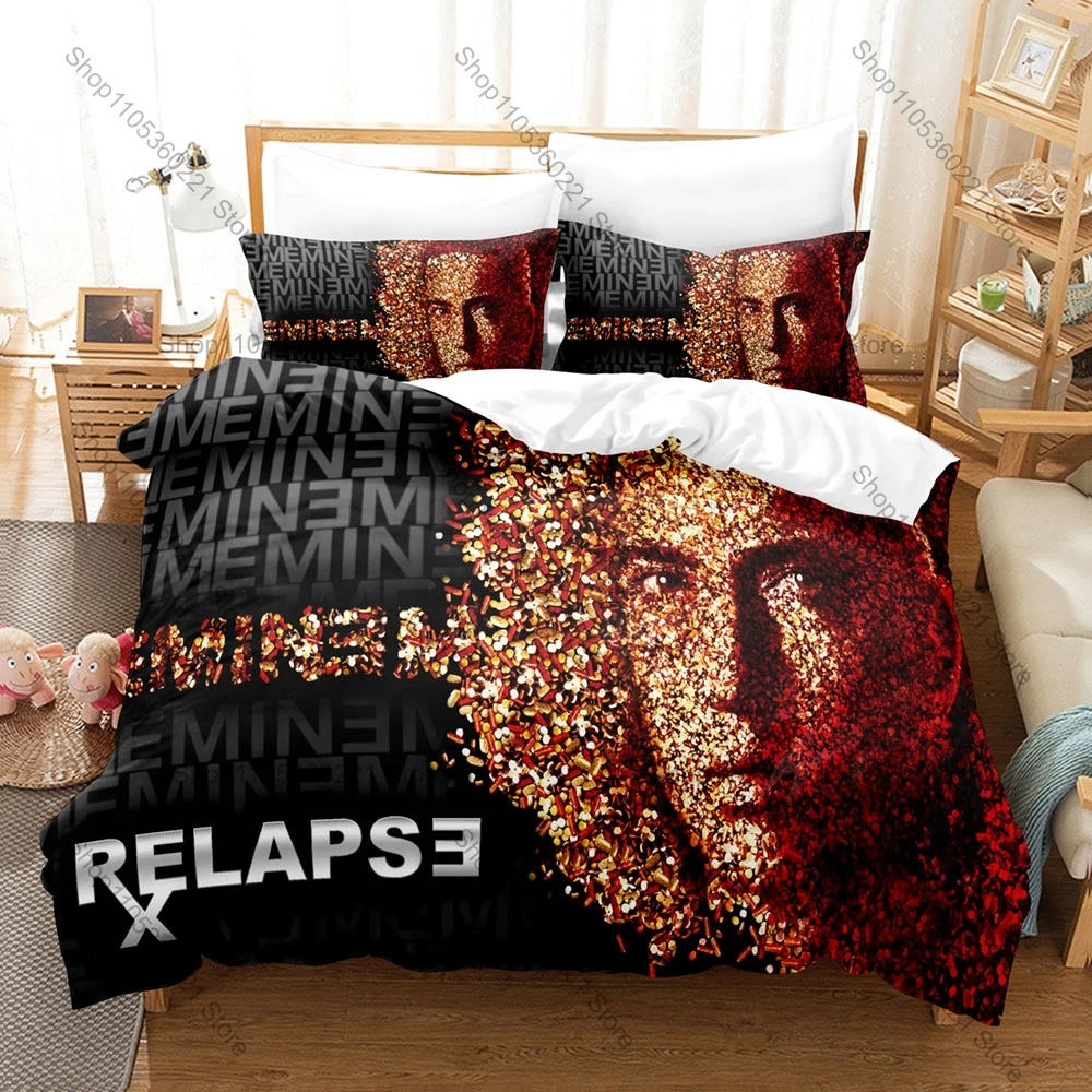 Legend Rapper E-Eminem Music To Be Murdered By MTBMB Bedding Set 1 Duvet Cover + 2 Pillowcases HD Print Hip Hop Bed Linen
