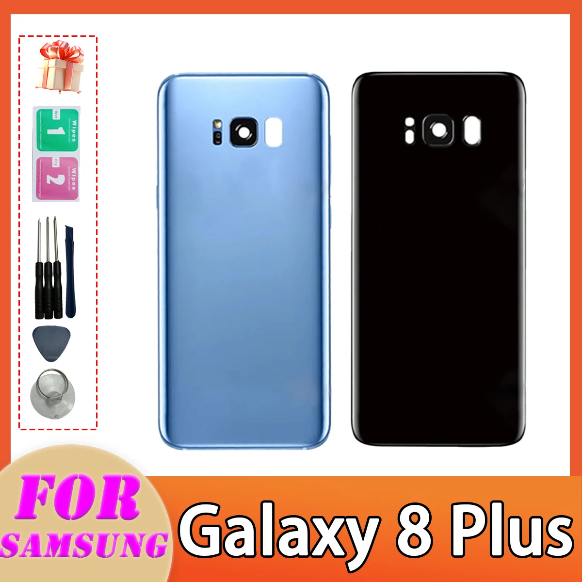 New For Samsung Galaxy S8 Plus Battery Back Cover Glass Panel, Rear Door Housing Case Camera Lens Replace