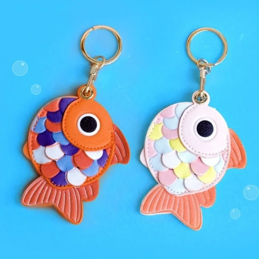 3D Fish-Scale Access Card Cover Goldfish Design Access Card Protective Cover Cute Creative Keychain Holder Bag Hanging