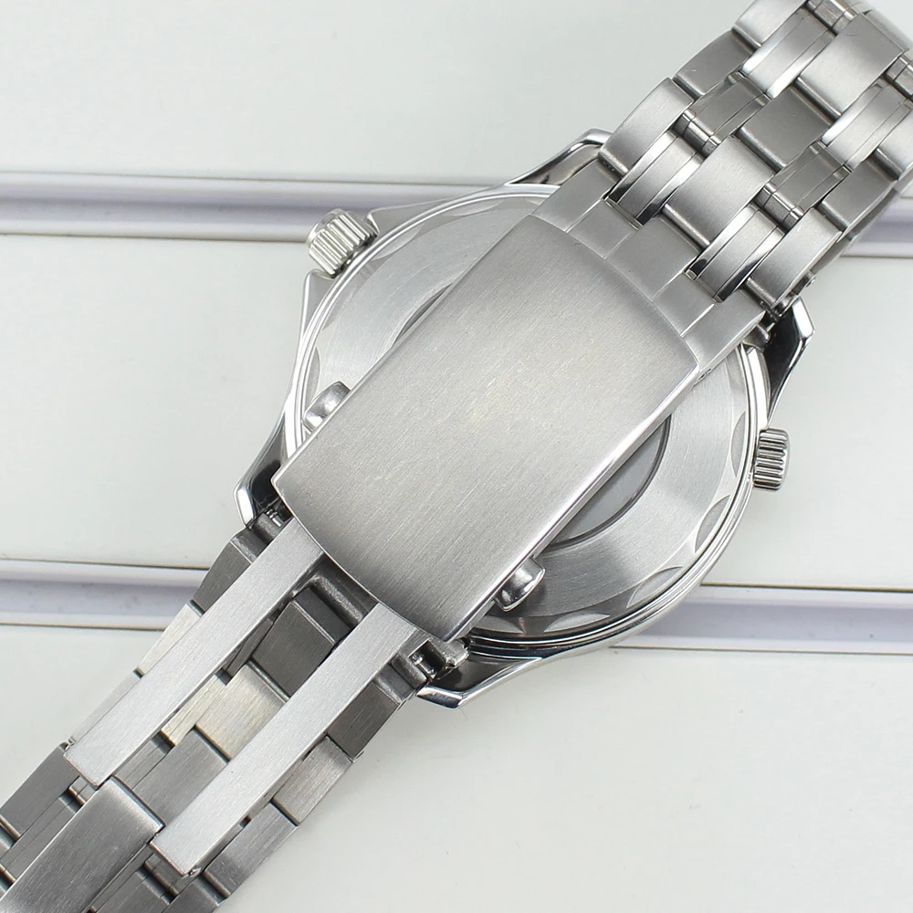 41mm 316L Edelstahl Uhrengehäuse Armband Saphirglas für Seamaster 300 NH35 NH36 NH38 Uhrwerk 31mm Zifferblatt Transparente Rückseite – Detail 5