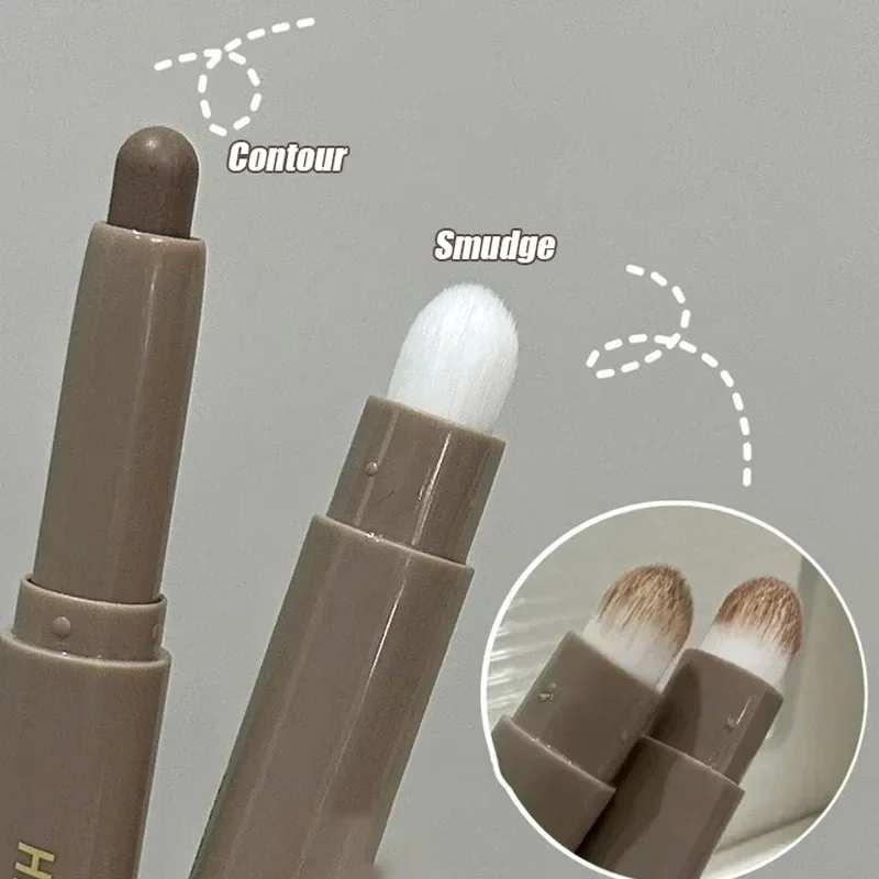 Highlight Shadow Stick met borstel Dubbele kop Gezicht Neusschaduw Vloeibare contourpen Duurzame waterdichte gezichtsverhelderende cosmetica