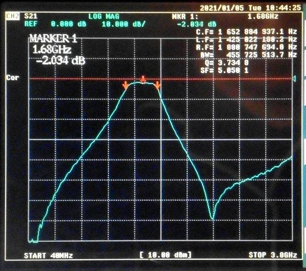 1500-1800MHz LC Discrete Component Bandpass Filter, Small Volume, SMA Interface