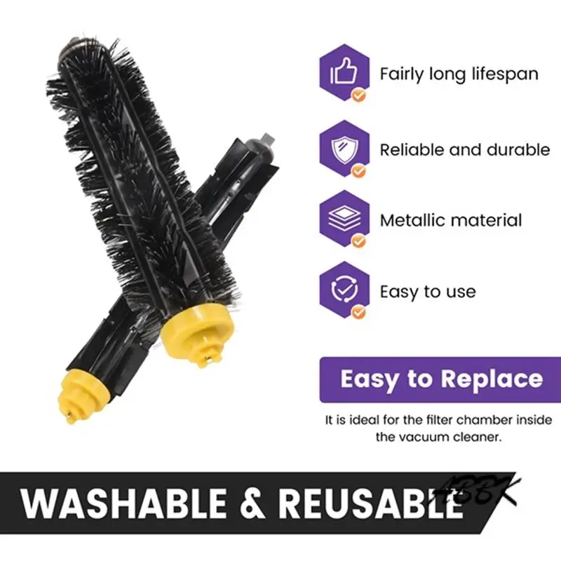 

ABBK-For Irobot Roomba 700 Series 760 770 780 Spare Parts Bristle & Flexible Beater Brush Side Brush HEPA Filter