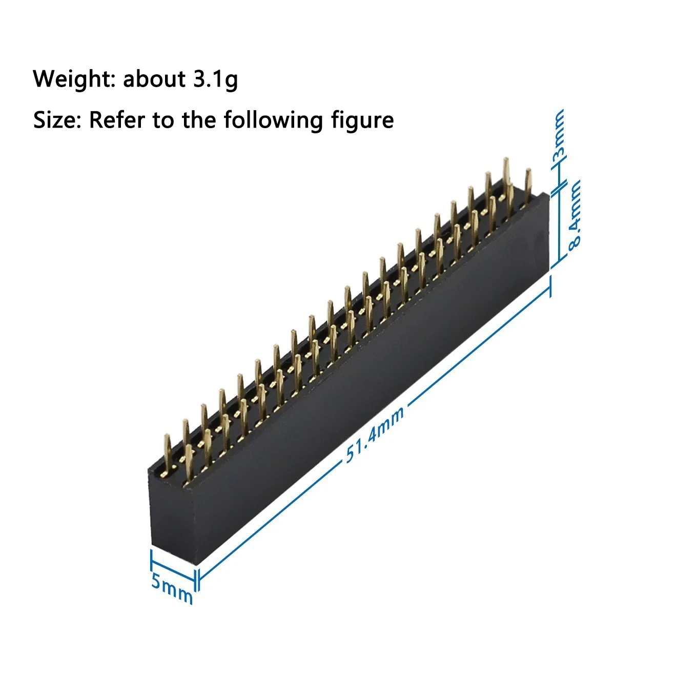 2*20 three-layer heightened-pitch 2.54mm GPIO heightened-row female seat Suitable for Raspberry PI 3B 3B+ 4B