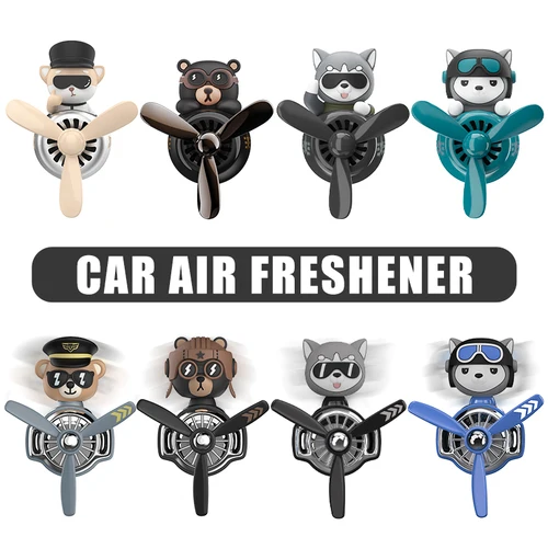 Adornos giratorios de oso piloto, ambientador de salida para coche, clip de ventilación, perfume, difusor de fragancia de avión, accesorios de decoración para hombres