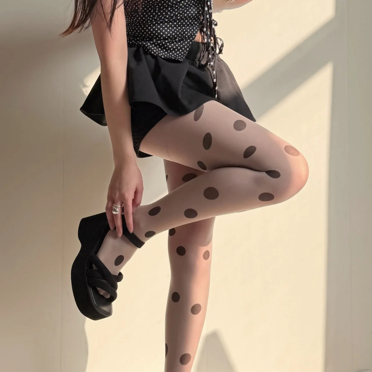 Polka Dot Women Tights Stockings Spring Summer Ultra-thin Lace Sexy Women Tights Y2K JK Japanese Pantyhose Tights Women Hosiery