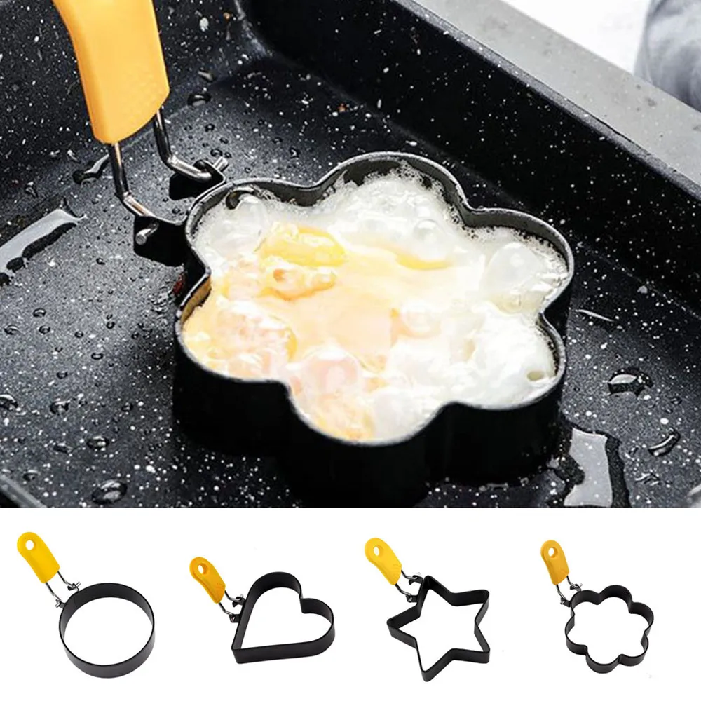 

4 Styles Stainless Steel Fried Egg Pancake Shaper Omelette Mold Mould Frying Egg Rings Cooking Tools Kitchen Accessories Gadgets