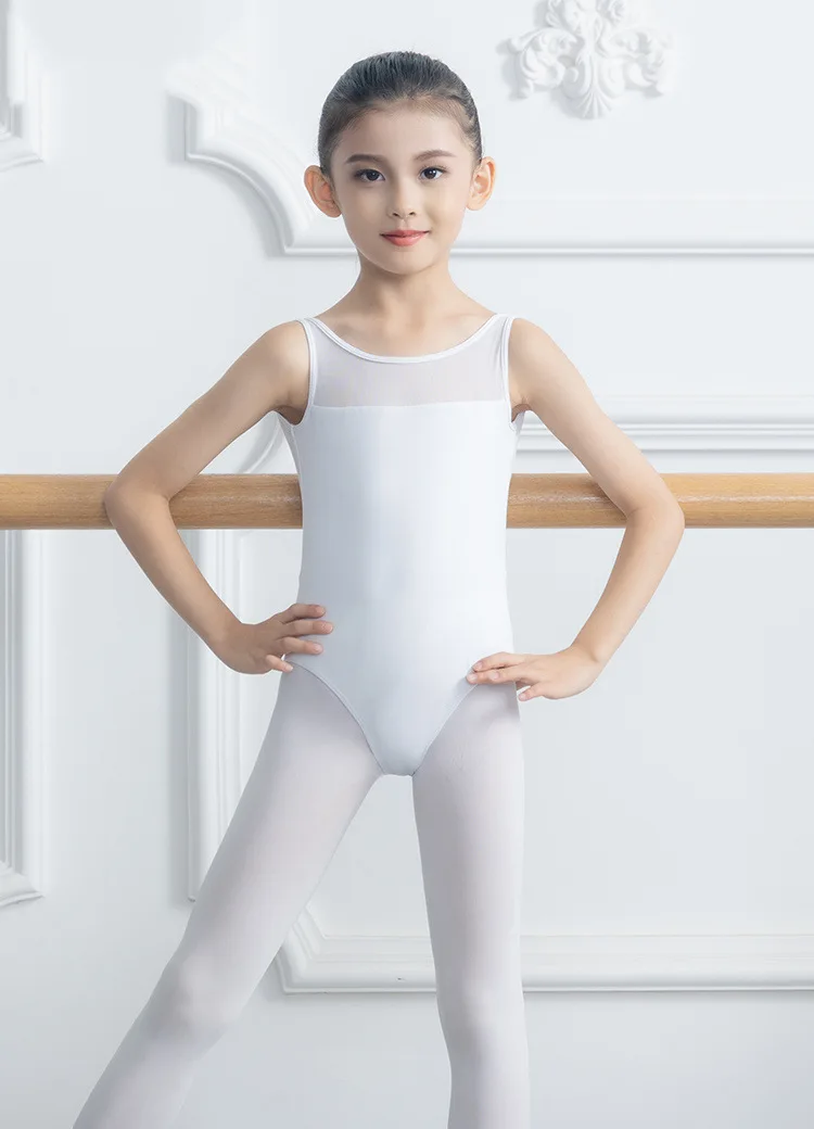 Kid Girl White Swan Lake Ballet Dance Spaghetti Strap Leotards Mesh Girls Dance Skating Gymnastics Yoga Dancing Swimwear Leotard