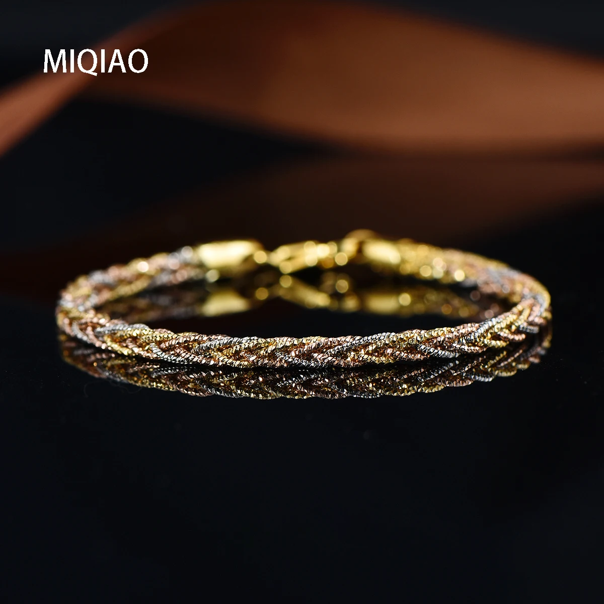 

MIQIAO Luxury Woman Jewelry Women's 925 Silver Bracelet Italian Style Woven Chain Bangle Gift High Quality Hand Accessories