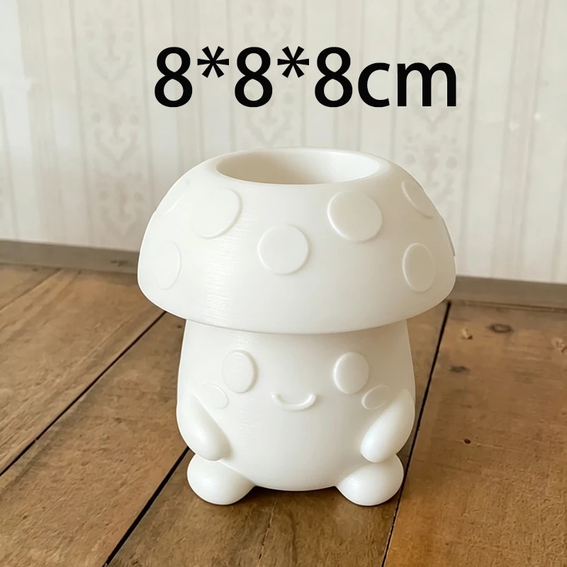 3D Printed Cute Cartoon Mushroom Succulent Planter Pot Mini Plant Container Figurine Desktop Windowsill Ornament Home Decor