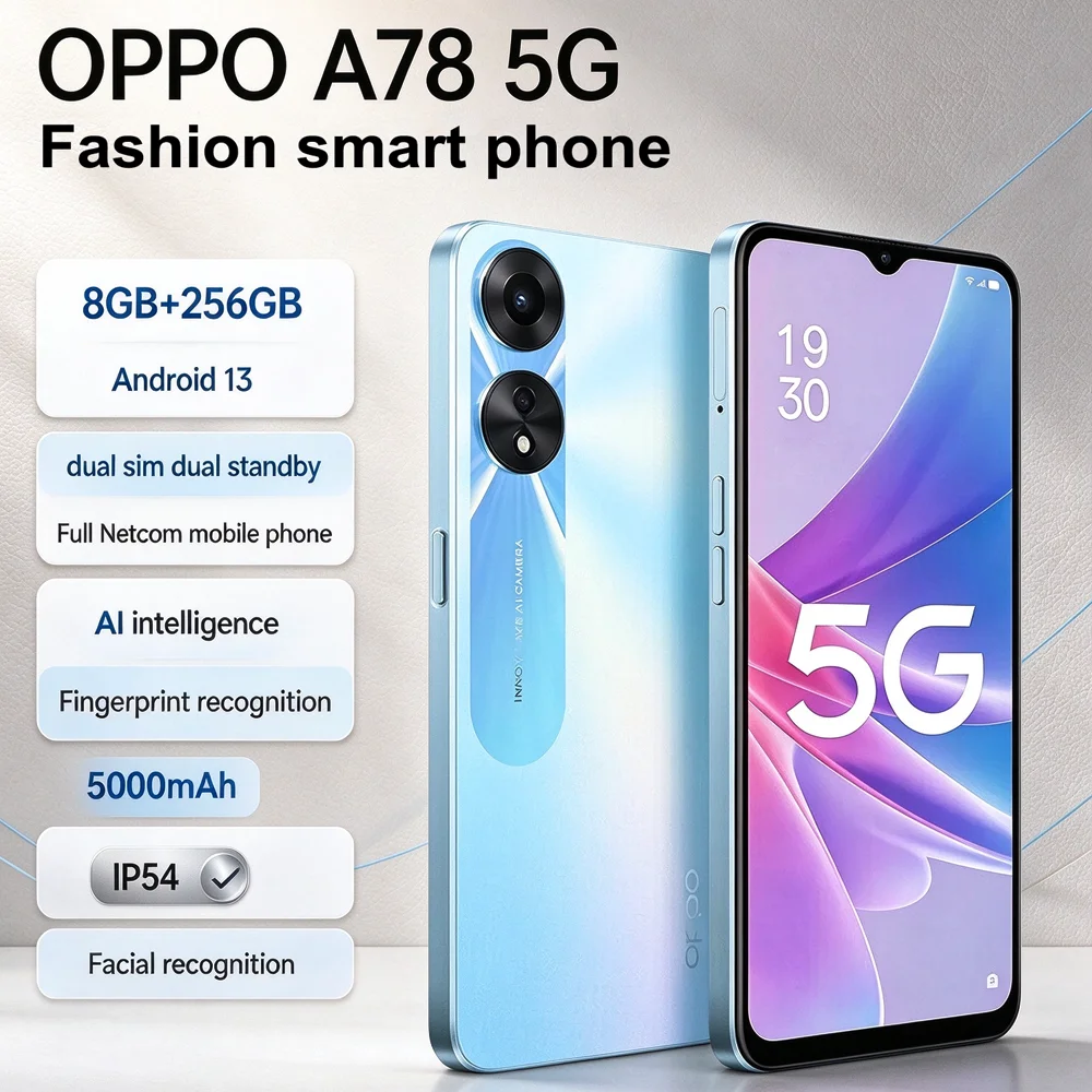 OPPO A78 5G Dual SIM Smartphone, 6.56 Inch 90Hz LCD HD+ Display, 8GB+256GB, 50MP Main Camera, 5000mAh Battery 33W Fast Charge, N