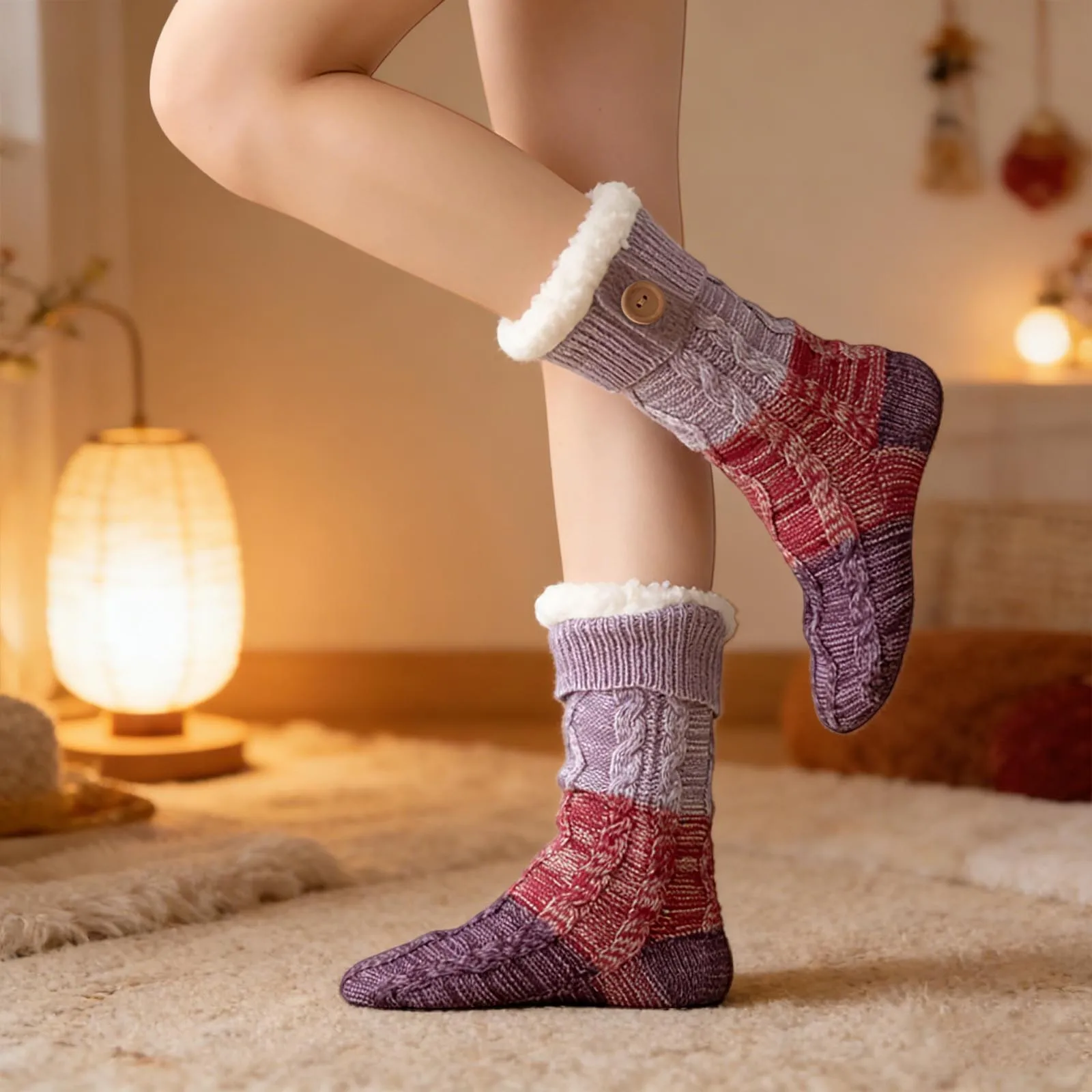 

Indoor Adult Snow Socks Lamb Wool Floor Shoes And Socks Thick Velvet Home Carpet Socks Winter Women'S Home Anti Slip Socks