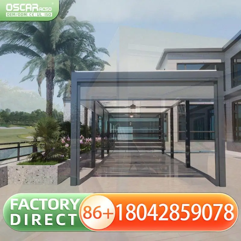 

Motorized Aluminum Fully Retractable Louvre Roof Bioclimatic for Garden Outdoor Patio Courtyard Pergola