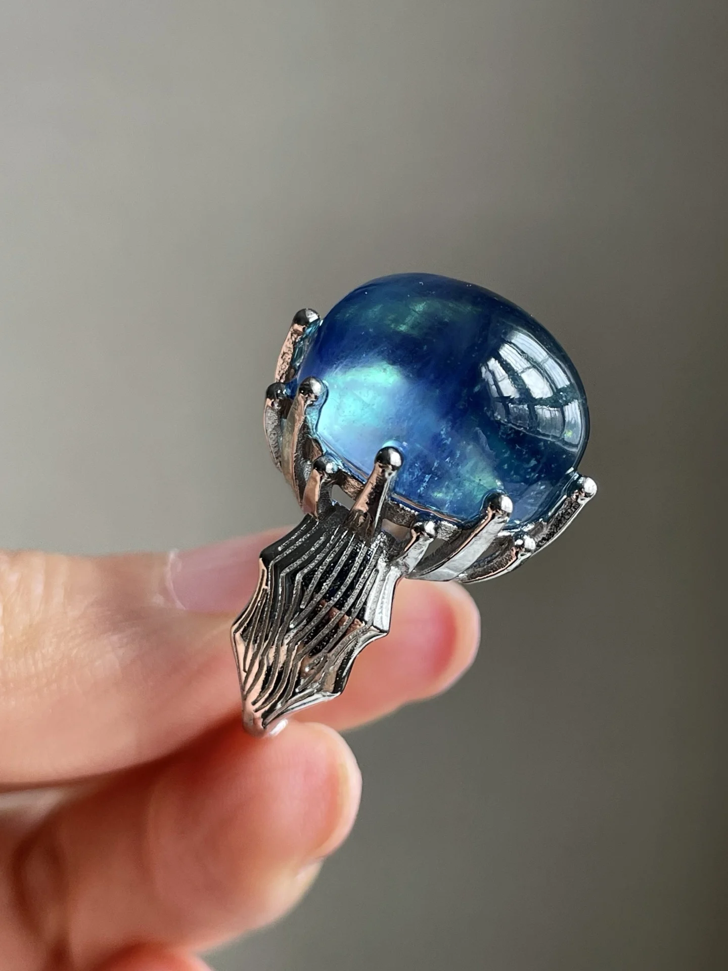 

Кольцо с натуральным синим аквамарином, регулируемое кольцо 20*16 мм, овальное кольцо из стерлингового серебра 925 пробы, прозрачное кольцо с аквамарином, ювелирные изделия AAAAAA