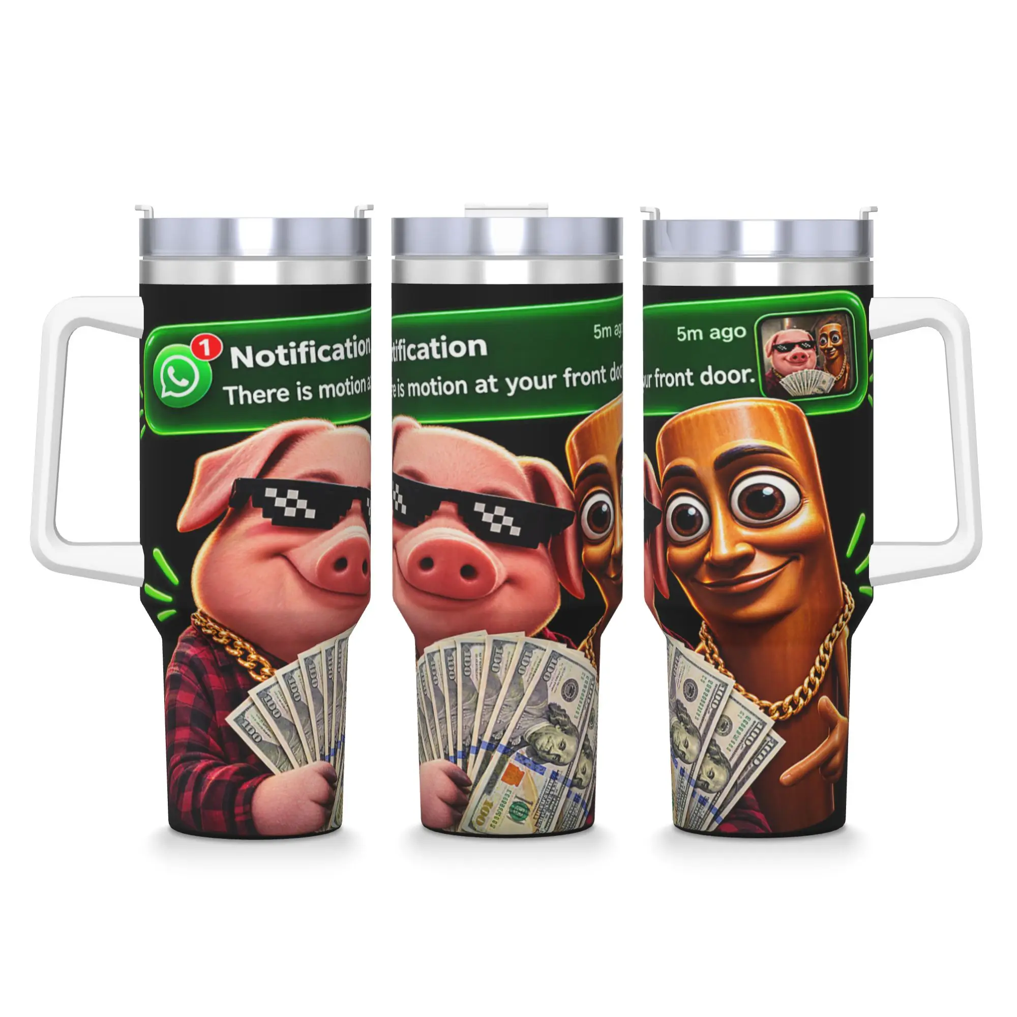 Stainless Steel Tumbler There is Motion at Your Front Door John Pork Tung Tung Sahur Coffee Mug  Keep Heat Cold and Hot Car Mugs
