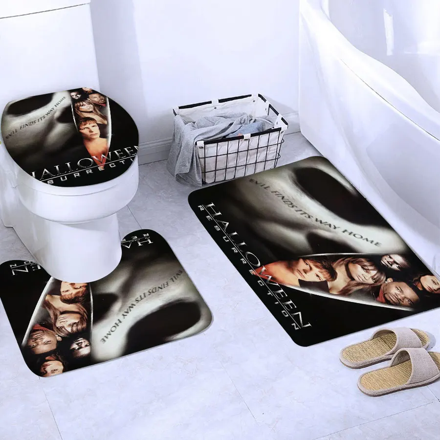 Halloween Movie Myers 3D Shower Curtains Waterproof Bathroom Curtain Anti-slip Bath Mats  Set Toilet Rugs Carpets   J02