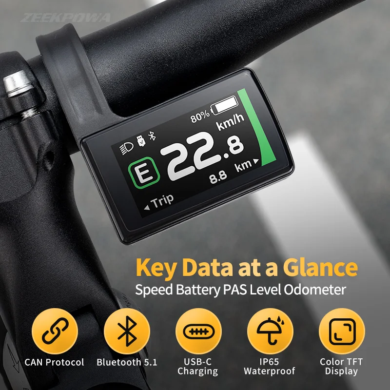 شاشة Bafang DPC245 TFT LCD يمكن 0–6 أوضاع مساعدة لمحرك Bafang متوسط المحرك M510 M600 M560 M420 بلوتوث 5.1 عداد السرعة