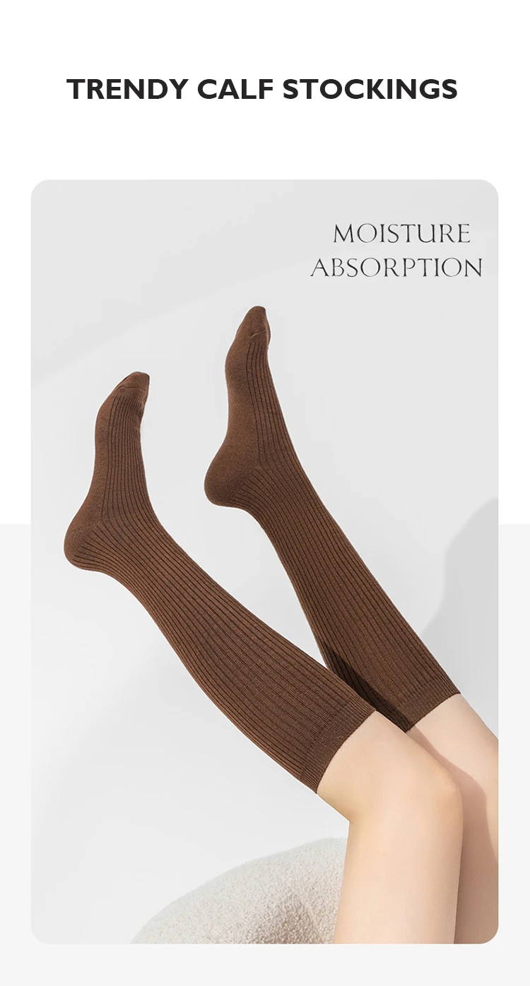 Wollmischung, knielange Socken für Damen, gestrickte, kniehohe Socken, gerippt, warm für den Winter, lässig, feines Garn, 1 Paar, weiche Strümpfe, ideal für die Feiertage. – Detail 7