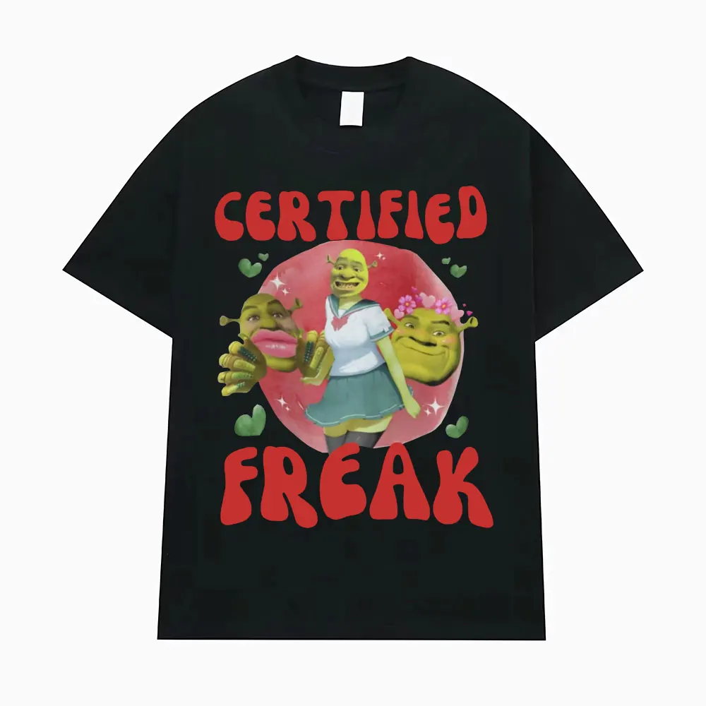 Gecertificeerde Freak Grappige Shrek T-shirt Humor Swamped Meme T-shirts voor Mannen Vrouwen Vintage Gothic Oversized Korte Mouw T-shirt Tops