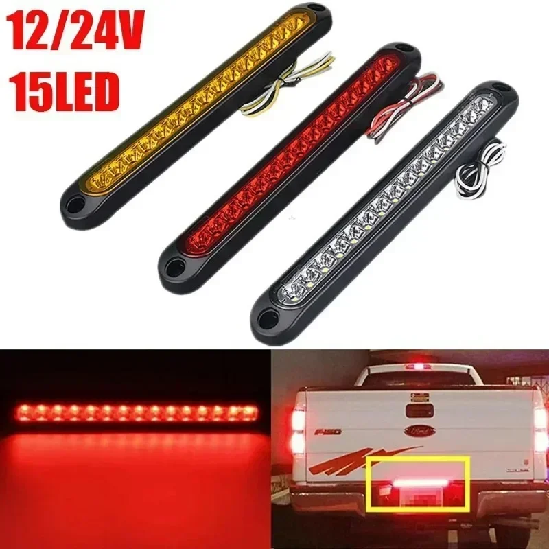 12V-24V 15 LEDs  Light Bar Strip Universal LED Tail Rear Lamp for 2PCS Trailer Truck Lorry Pickup - Brake/Stop/Turn Lights