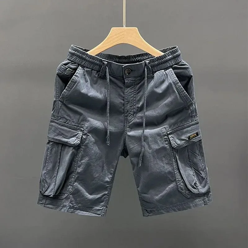 Men's Summer Workwear Shorts Four-Piece Loose Fit Multi-Pocket Design Wear-Resistant Five-Quarter Casual Trousers