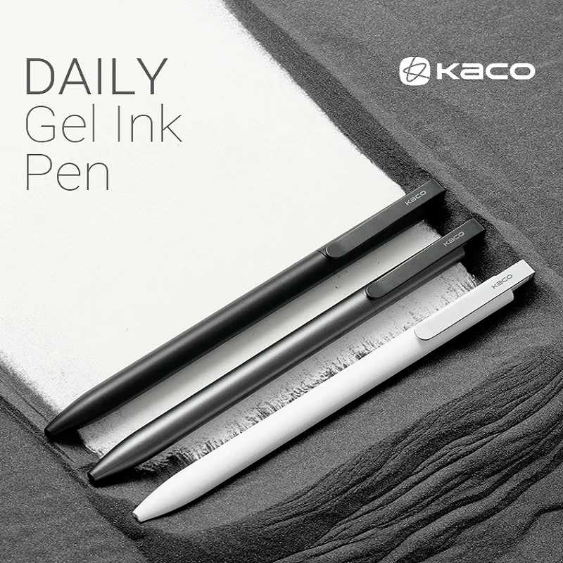 KACO Press Gel Pens Back to School Stationery 0.5mm Black Ink Quicking Drying Large Capacity 800M Smooth Writing Metal Pen Clip