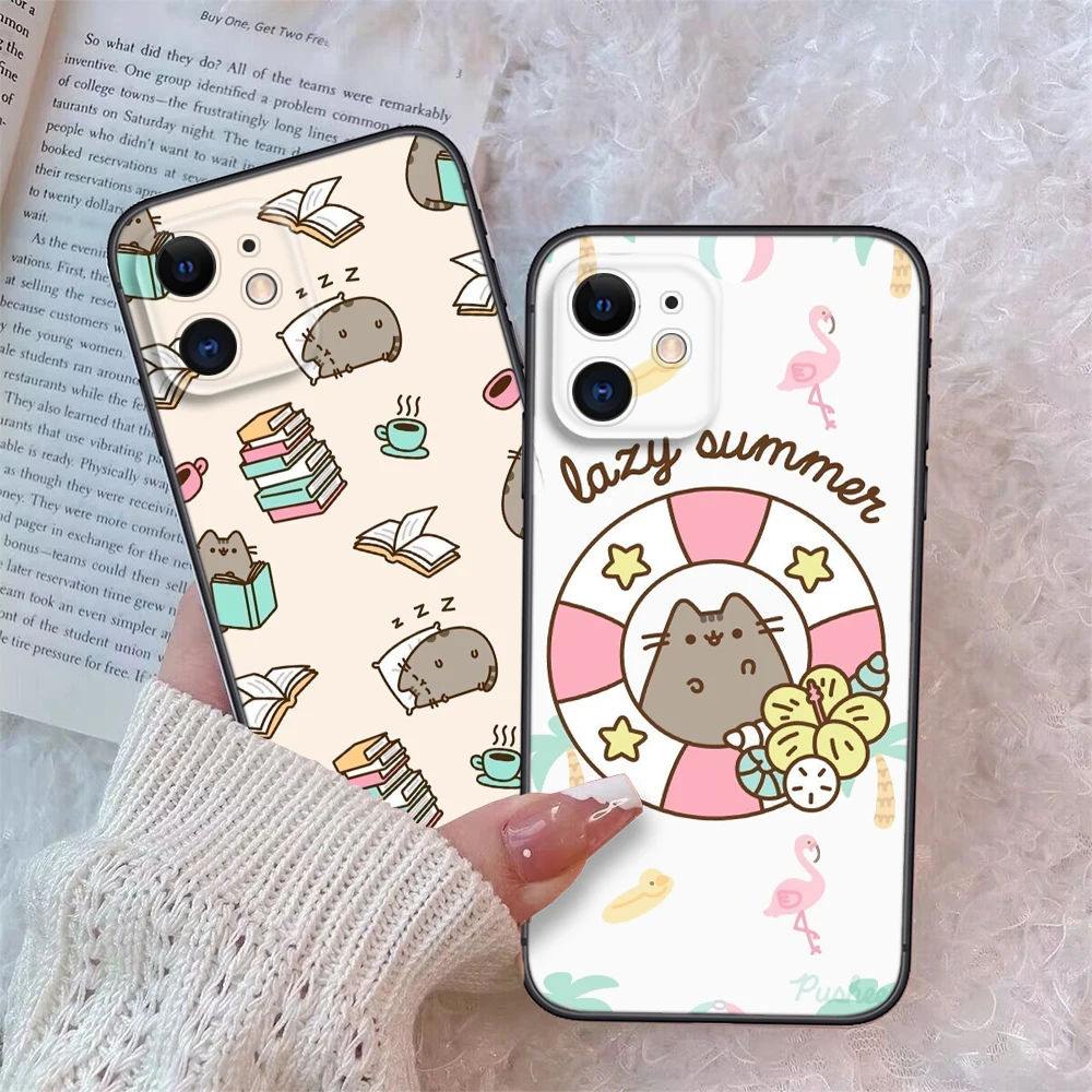 P-Pusheen Soft Silicone Phone Case for iPhone 15 14 Plus 13 12 11 X XS XR Pro Max 8 7