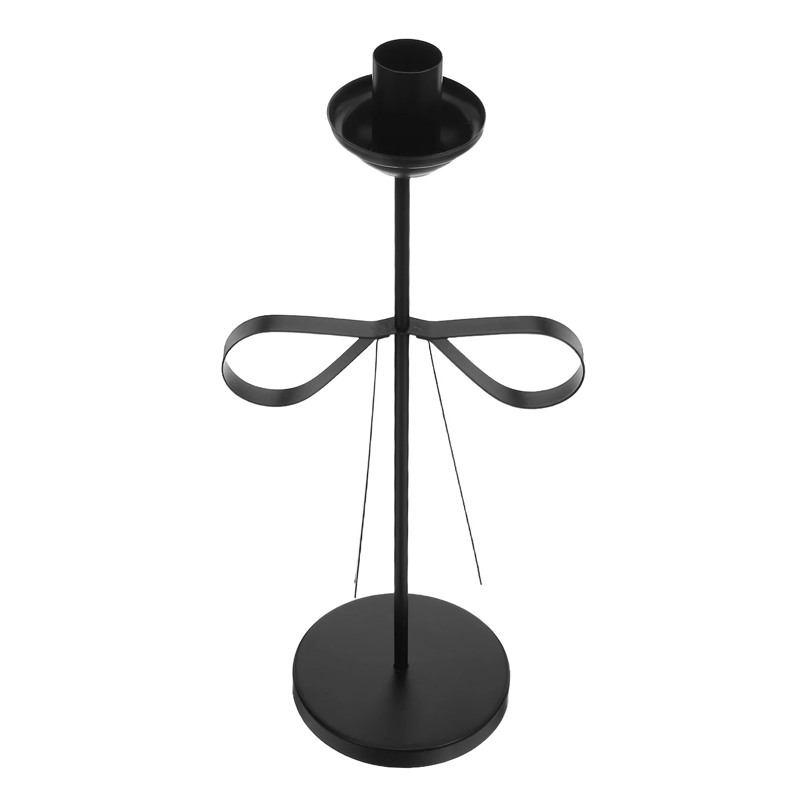 

Black Rustic Iron Bow Holders Taper Stand Dining Table Centerpiece Wedding Decor Holiday Candlestick Decoration