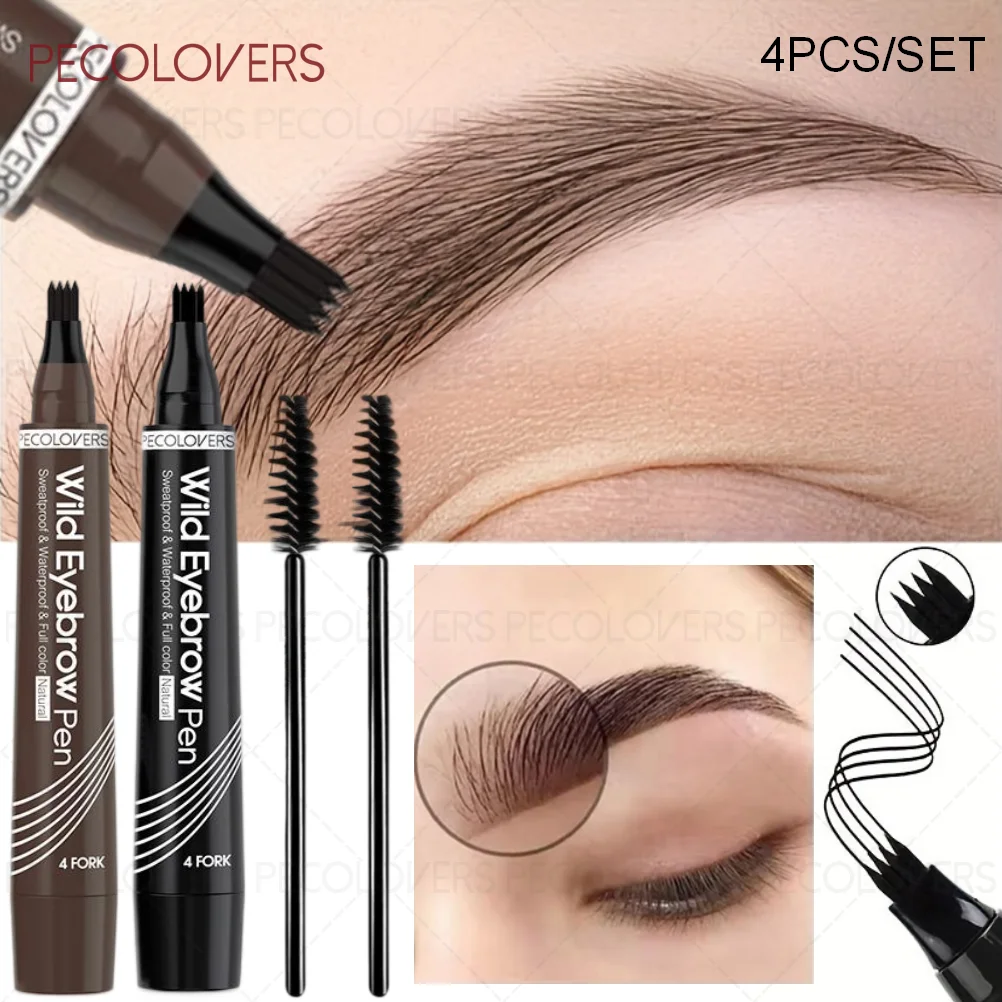 4PCS/Set Eyebrow Makeup Set -Waterproof and Long Lasting, Suitable for Eyebrow Tattooing, Easily Get Soft Misty Brow Look, Daily