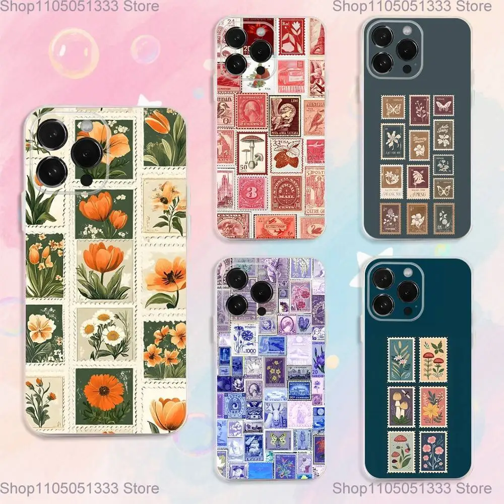 

Stamp Pattern Phone Case For iPhone 17,16,15,14,13,12,11 Plus,Pro,Max,XR,XS,Plus,E,SE4,Mini Transparent Cover