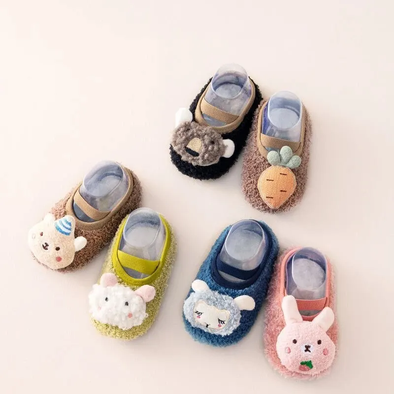 Warm Plush Baby Slippers Autumn Winter Toddler Floor Sock Shoes Boy Girl Children Soft Anti-slip Walking Shoes Indoor Kids Shoes