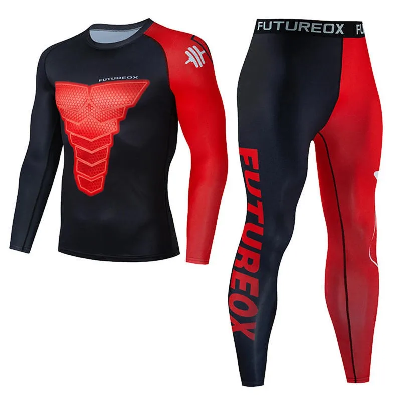 

Men's Muay Thai Men MMA Kickboxing Sport Suit BJJ Rashguard T Shirts Rash Guard Fitness Tracksuit Boxing Jersey Running Set 38