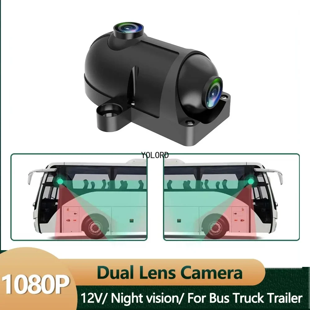 

1080P Dual Lens Bus Truck Rear Side Camera Adjustable Angle Lens Rearview Mirror Side Blind Spot Monitoring Work With DVR