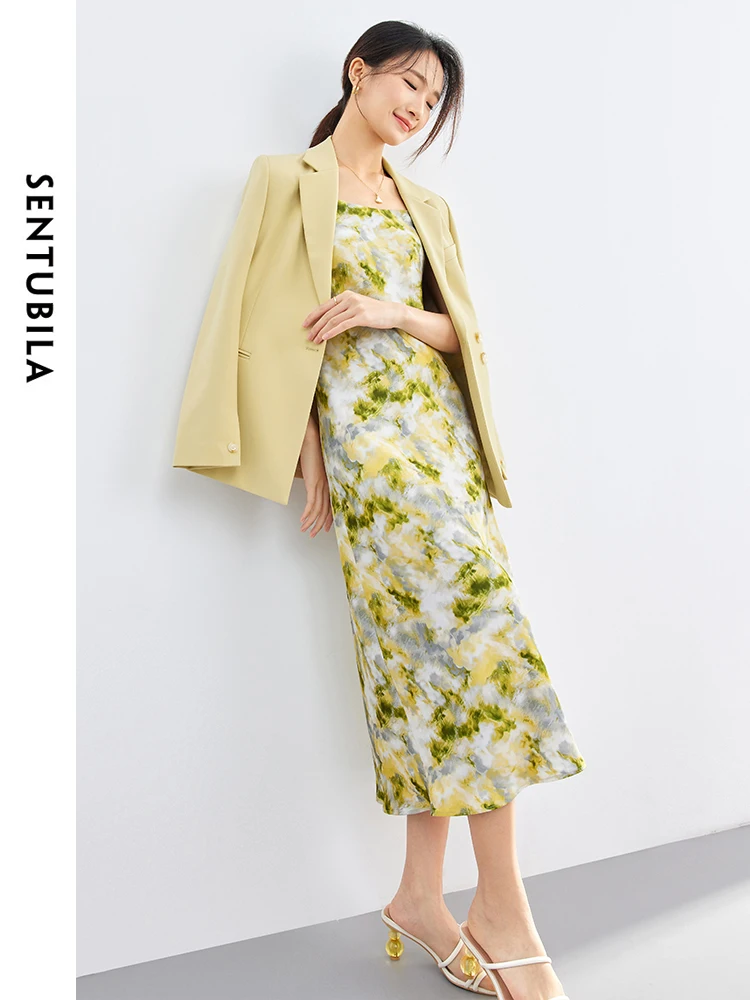 

SENTUBILA Floral Printed Dress Blazer Set Women 2 Pieces Outfits 2024 Spring Autumn Elegant Dress Suits Matching Sets 141Z53074