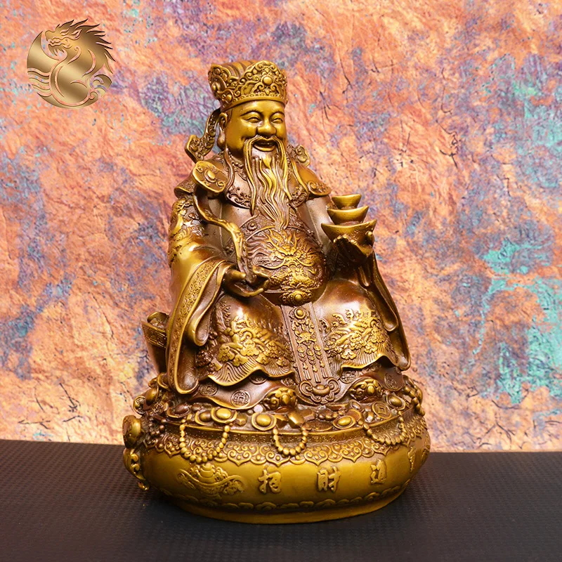 All-brass round wealth god, office entrance decoration, cultural wealth god, brass wealth god figurine, gift ornament